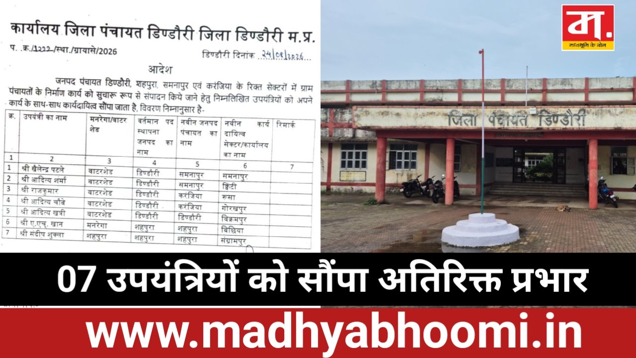 रिक्त सेक्टरों में तकनीकी अमला तैनात: जिला पंचायत CEO ने 7 उपयंत्रियों को सौंपा अतिरिक्त प्रभार