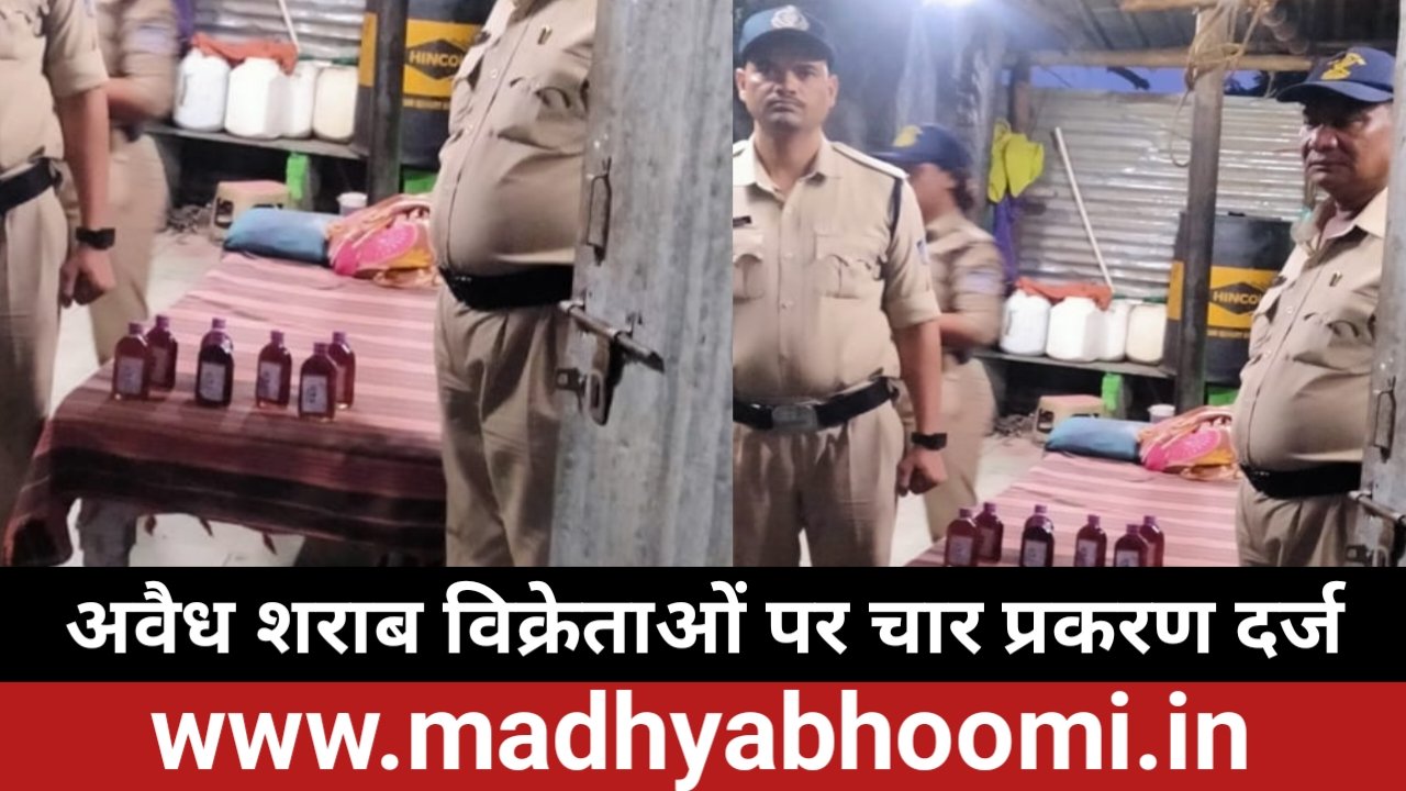 अवैध शराब के खिलाफ आबकारी विभाग की कार्रवाई, चार प्रकरण दर्ज